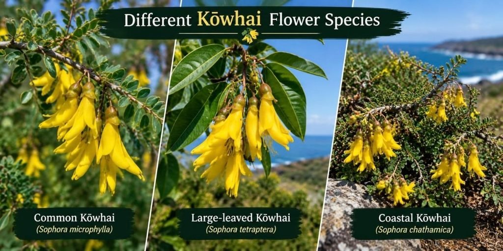 Different Kōwhai flower Species